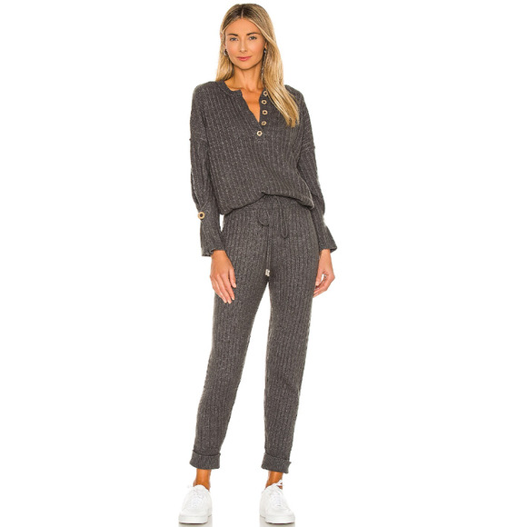 Free People Pants - FREE PEOPLE Intimately  Around the Clock ribbed knit charcoal jogger pants